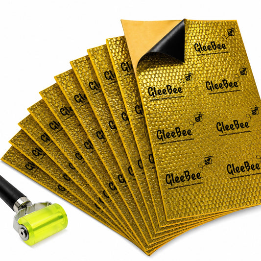 Gleebee Pro Premium Car Sound Damping Sheets – 10 Sheets (37 × 50 cm), 2.2 mm Thick, Covers 19.5 Sqft | Heat Resistant up to 200°F | Noise & Vibration Control | No Melting | Includes Installation Roller