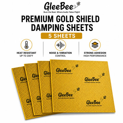 Gleebee Pro Premium Car Sound Damping Sheets – 5 Sheets (37 × 50 cm), 2.2 mm Thick, Covers 10.09 Sqft | Heat Resistant up to 200°F | Noise & Vibration Control | No Melting |